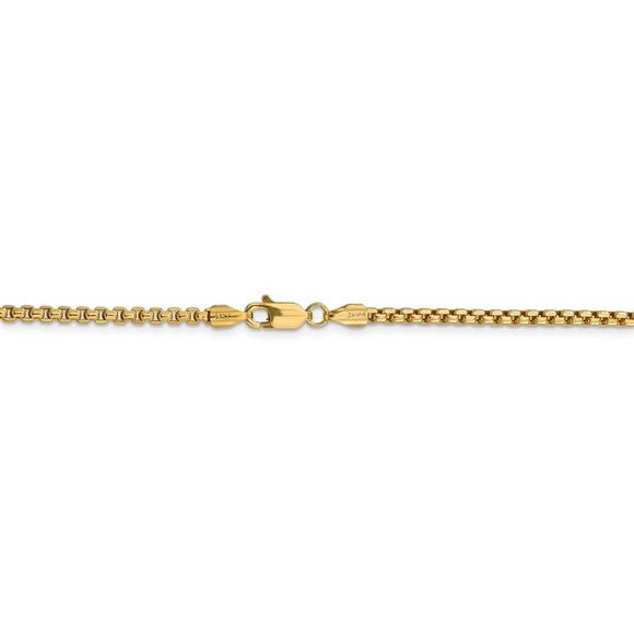 2.45mm 14k Yellow Gold Hollow Round Box Chain Necklace, 20 Inch - Picture 4 of 8